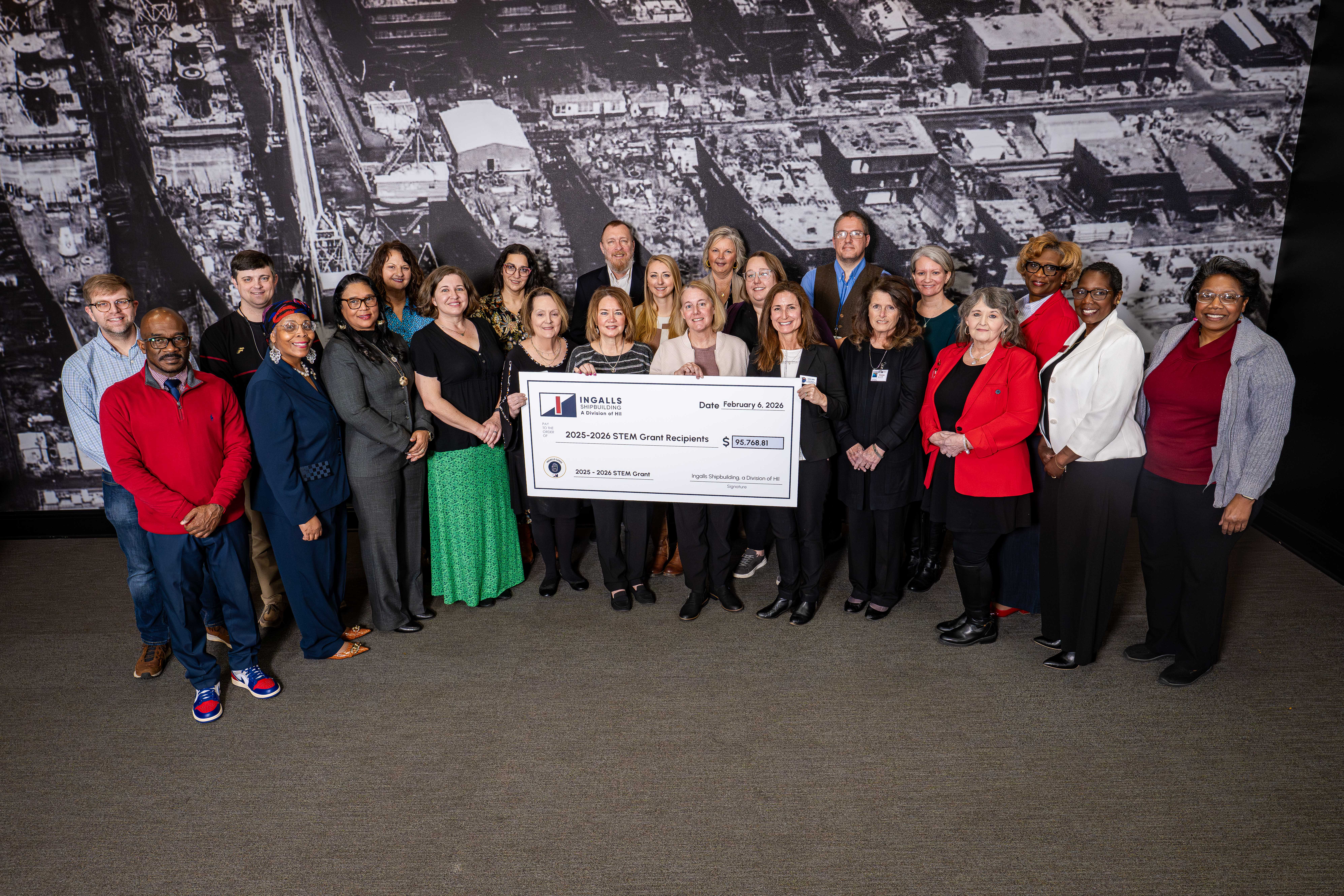 Ingalls Shipbuilding STEM grant recipients group photo.